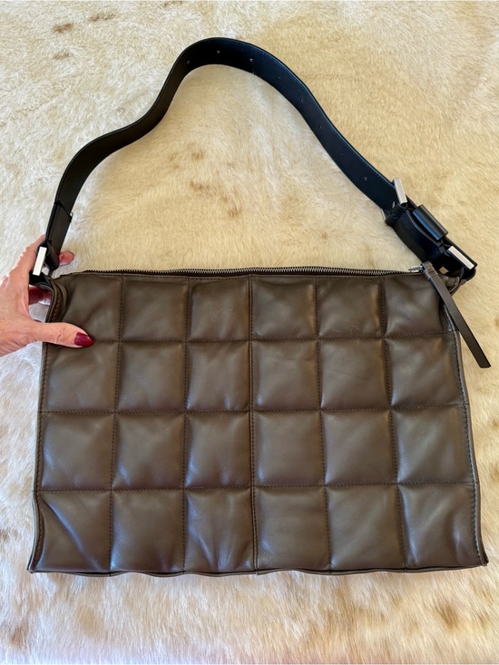 Handbags - AllSaints Edburg choc brown leather puffer shoulder bag
